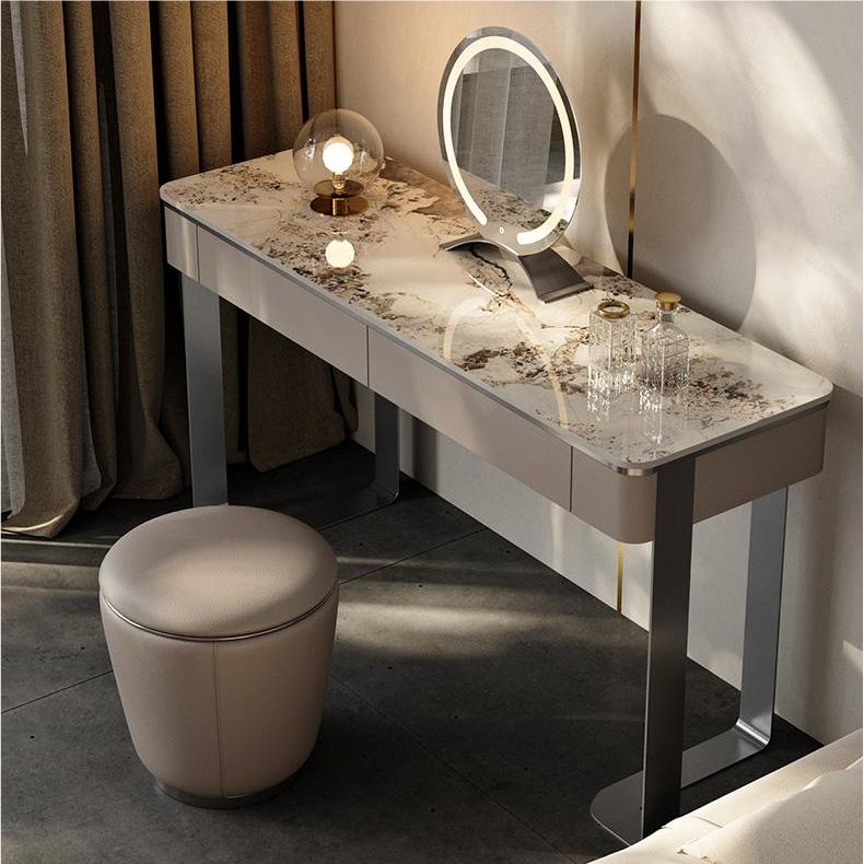 Napier Dressing Table With LED Mirror lifestyle view with dressing table mirror grey