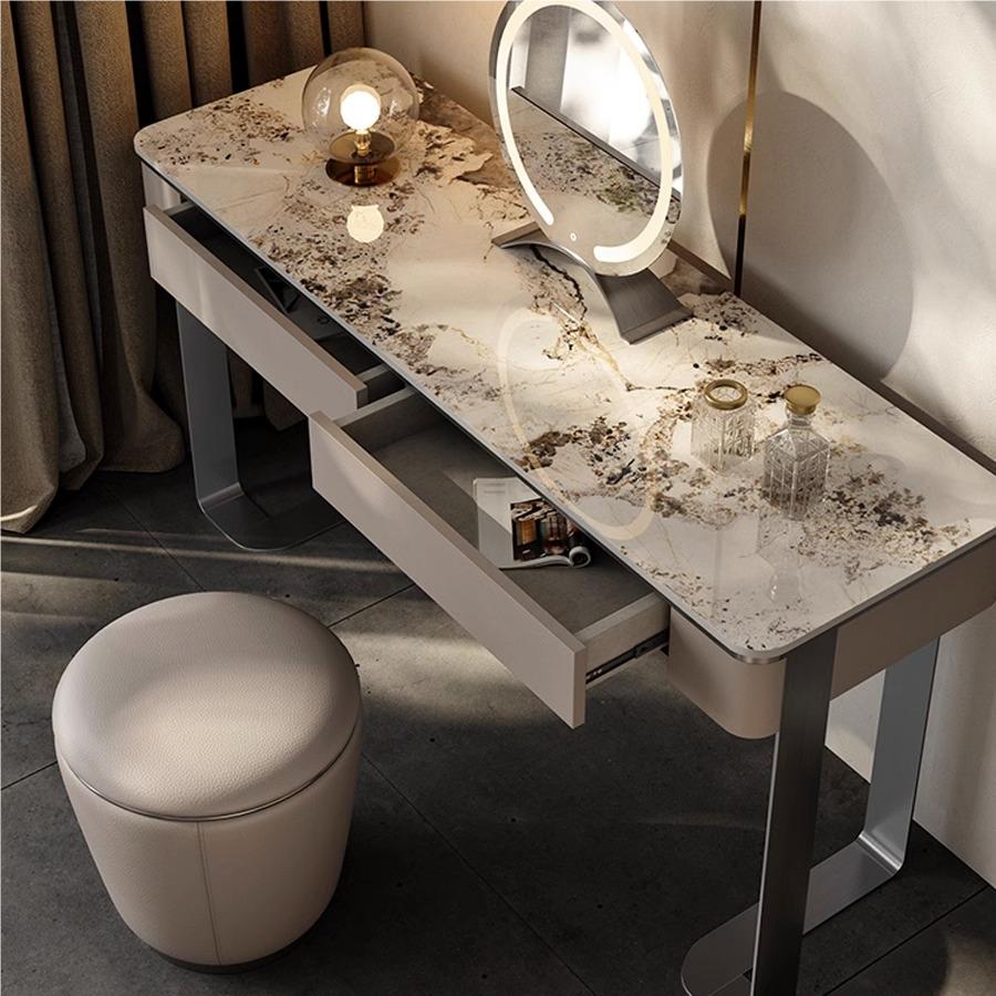 Napier Dressing Table With LED Mirror front view as a media unit