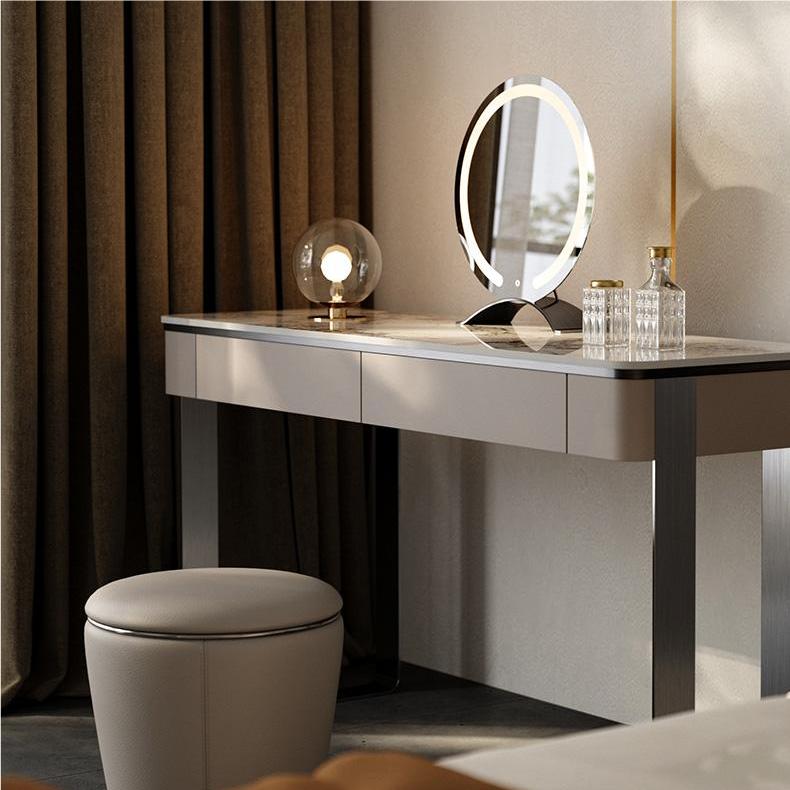 Napier Dressing Table With LED Mirror storage detail and media unit finish