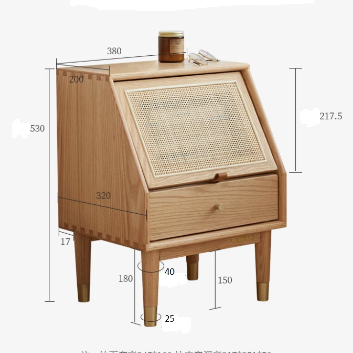 Izabella Bedside Table, Oak-Ritconcept-Rit Concept