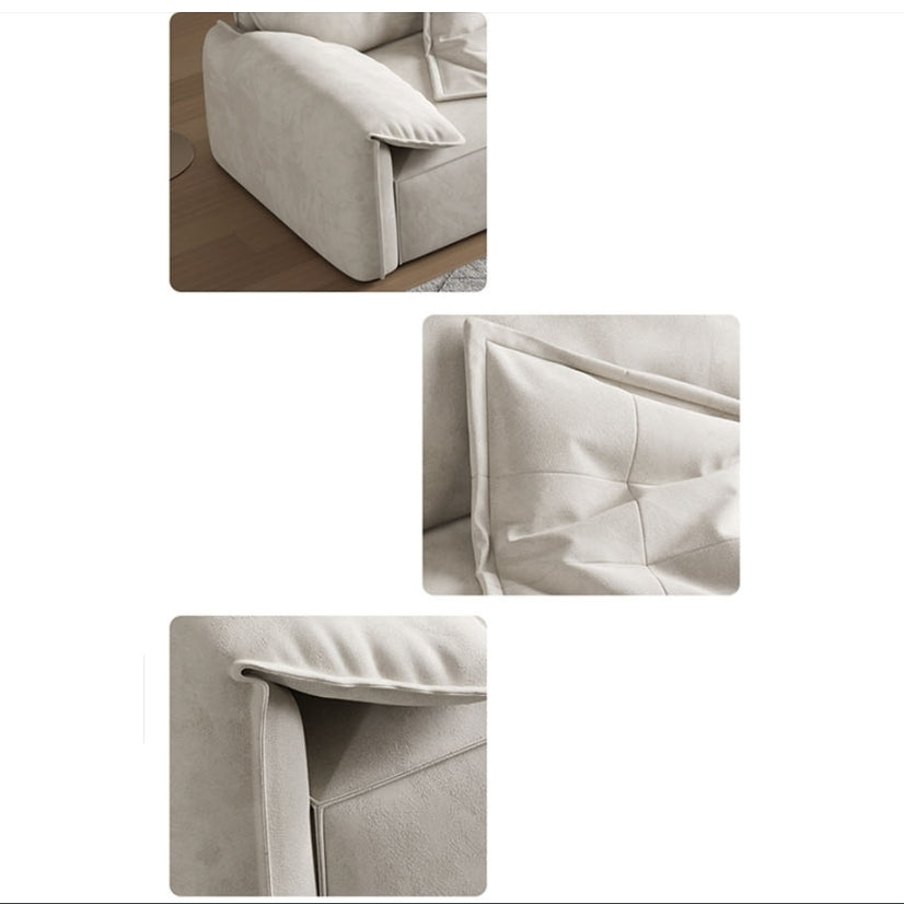 Calista Two Seater Sofa, Suede front view as a small two seater sofa