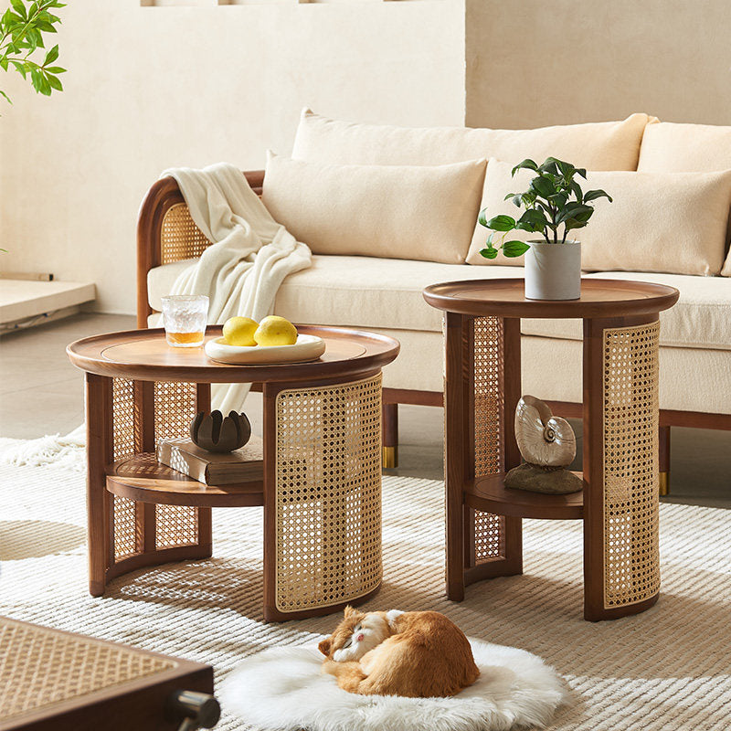 Austin Rattan Coffee Table Set, Wood