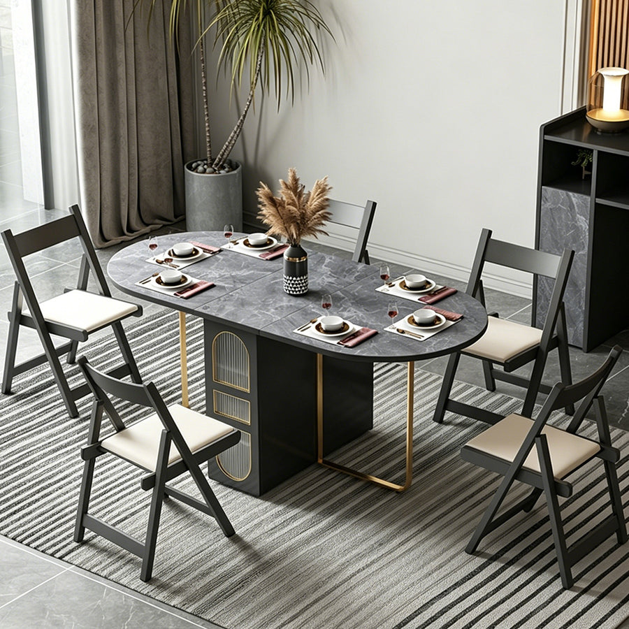 Classical Dining Table Set lifestyle view with marble dining room table set