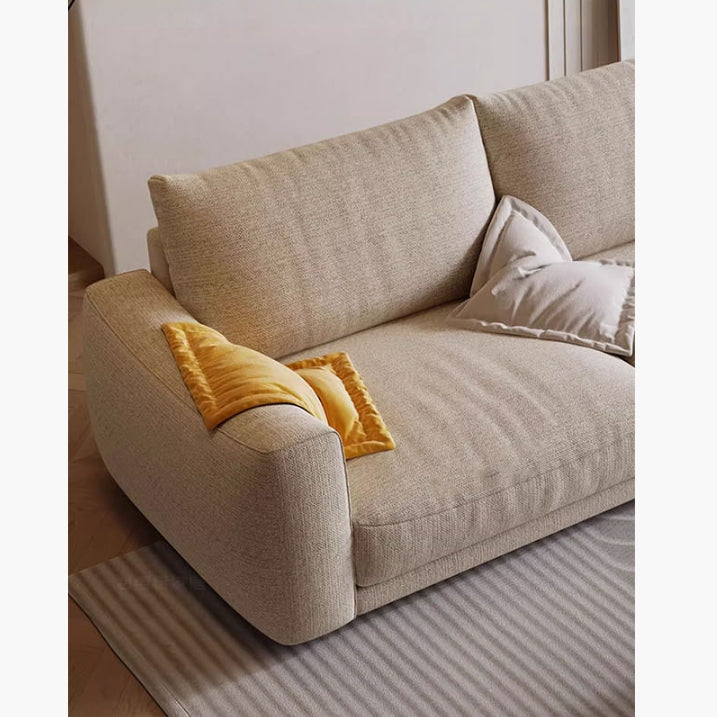 Caleb Modern Two Seater, Three Seater, Four Seater Sofa, Cotton Linen upholstery and cushion detail