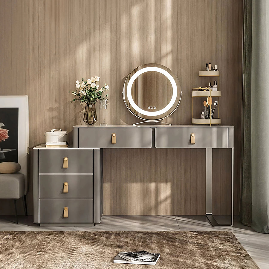 Hall Dressing Table With LED Mirror lifestyle view with dressing table chair stool