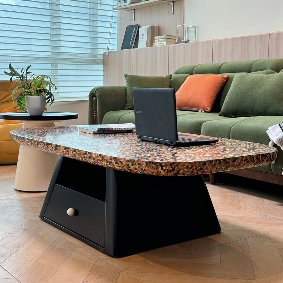 Hughes Nesting Coffee Table Set, Wood detail view for wooden coffee table set