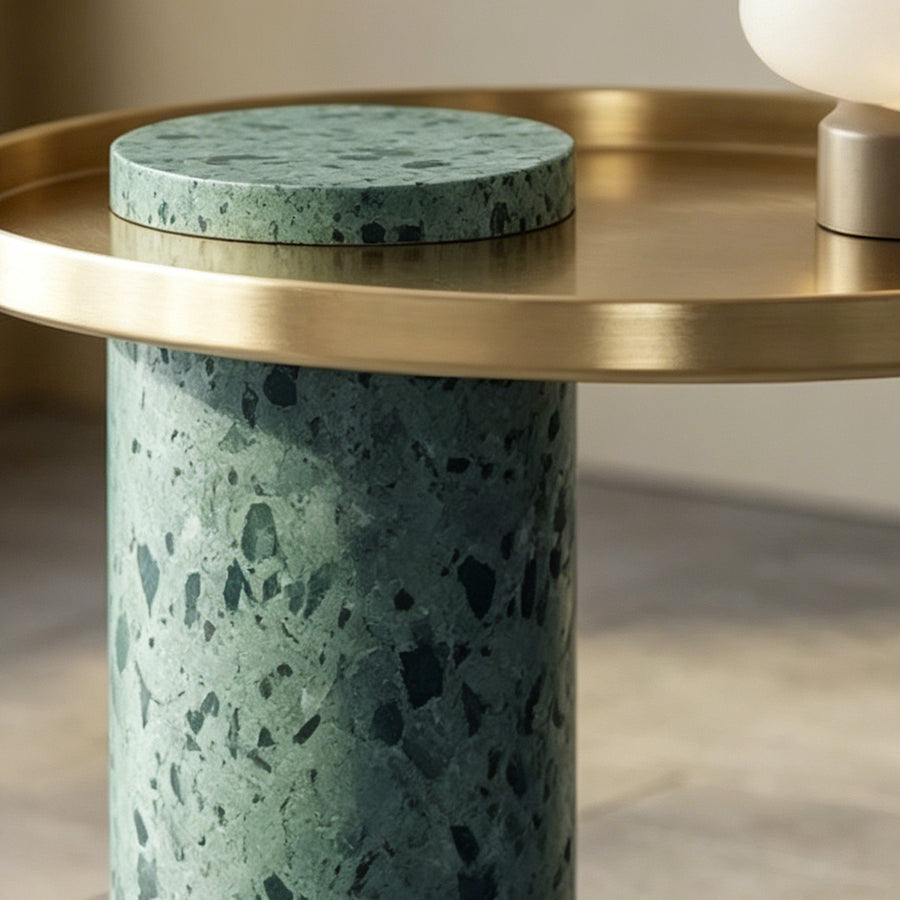Henrietta Side Table, Stainless Steel & Marble