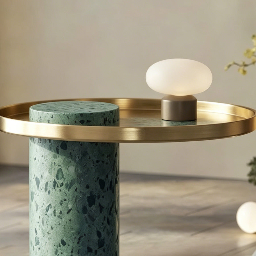 Henrietta Side Table, Stainless Steel & Marble