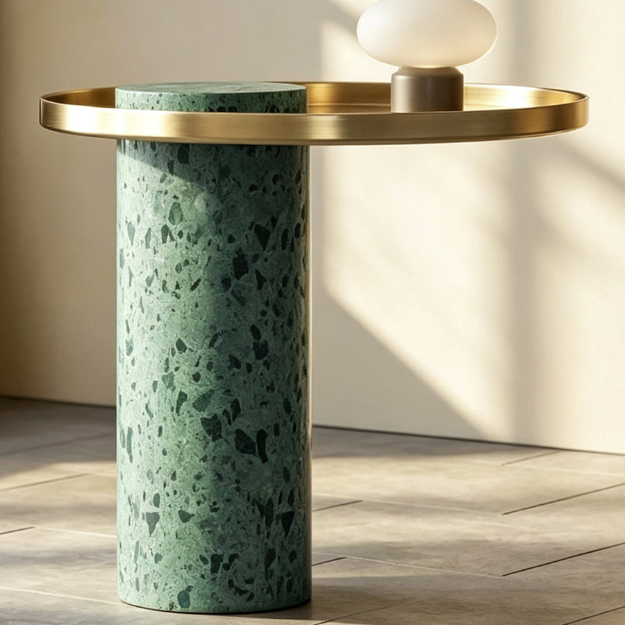 Henrietta Side Table, Stainless Steel & Marble