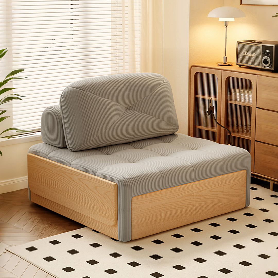 Makhmud Single Seater Sofa Bed With Foldable Side Table & Phone Holder, Corduroy