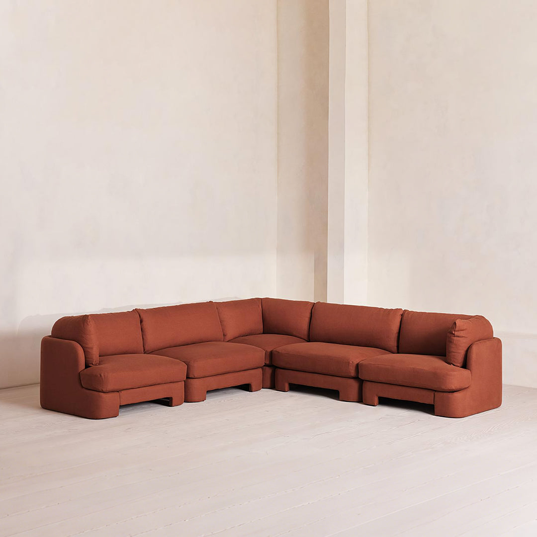 Dominguez L Shape Four Seater Sofa, Modular Corner Sofa, Boucle