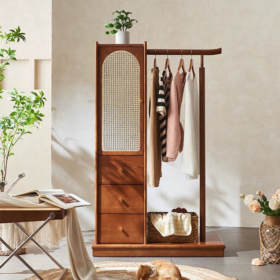 Jessica Rattan Wardrobe, Coat Rack, Wood
