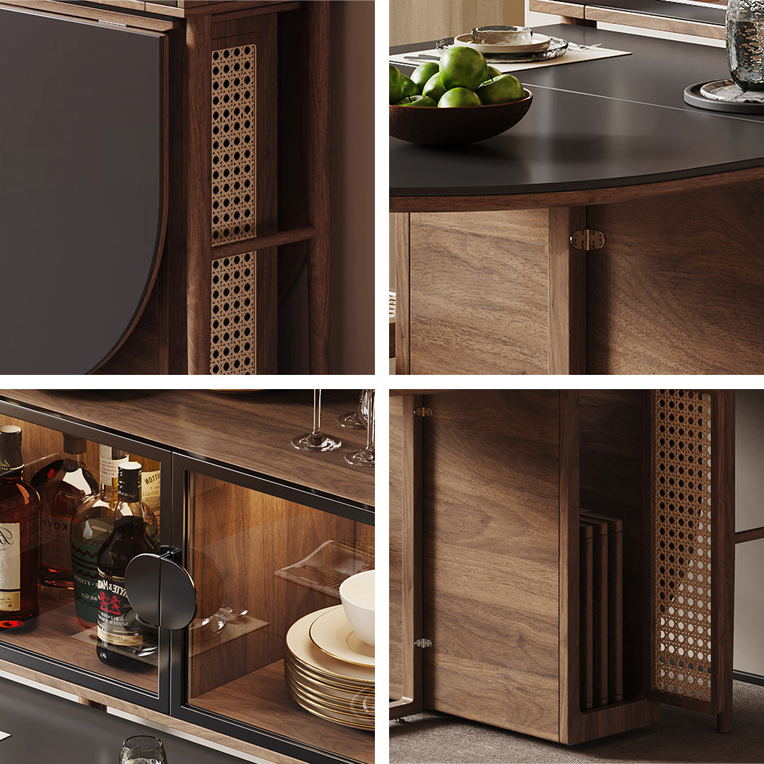 Reddy Fold Away Dining Table With Sideboard, Walnut