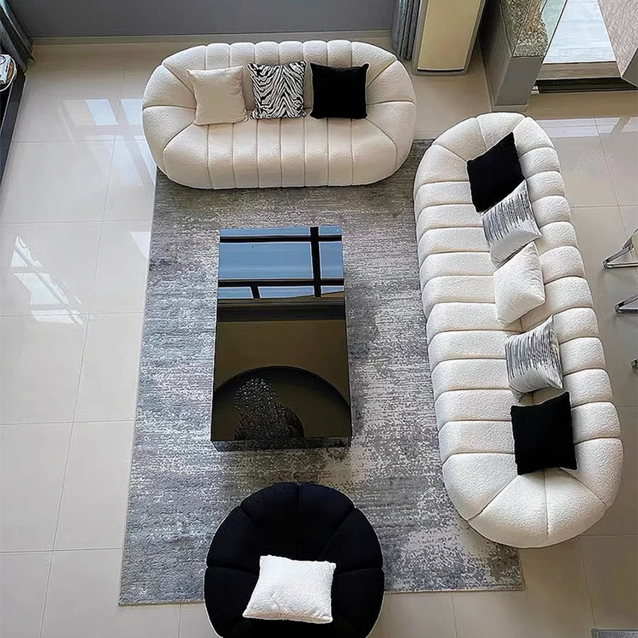 Grace Pumpkin Armchair, White Boucle in a modern UK home