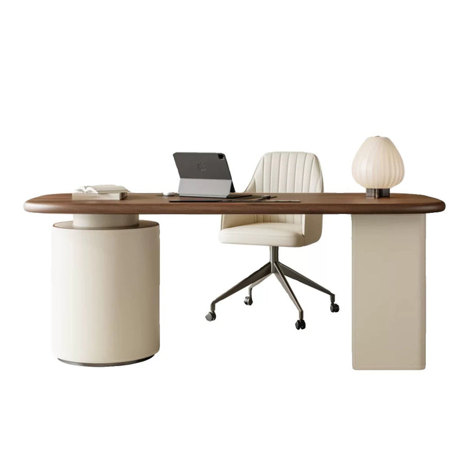 Simao Office Desk With Storage Drawers, Solid Wood