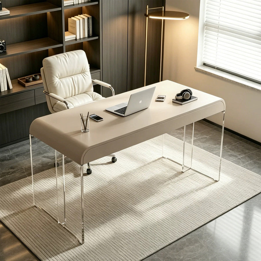 Kenji Office Desk With Storage, Cream