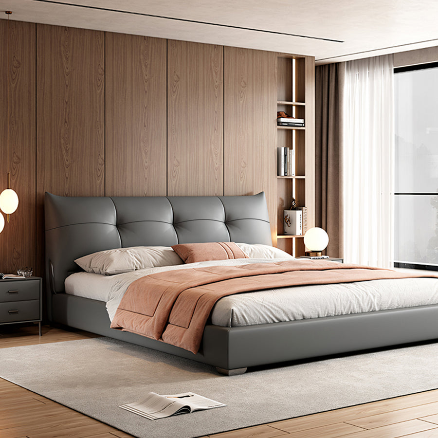 Arjun King Size Superking Size Bed, Leather detail view for frame with storage