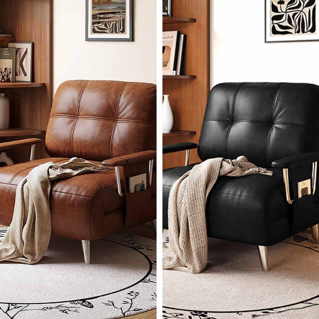 O'Reilly Single Seater Sofa Bed, Brown Leather-Rit Concept-Rit Concept
