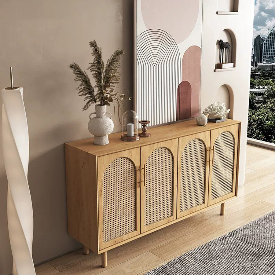 Eleanor Accent Rattan Shoe Storage, Cabinet With Doors