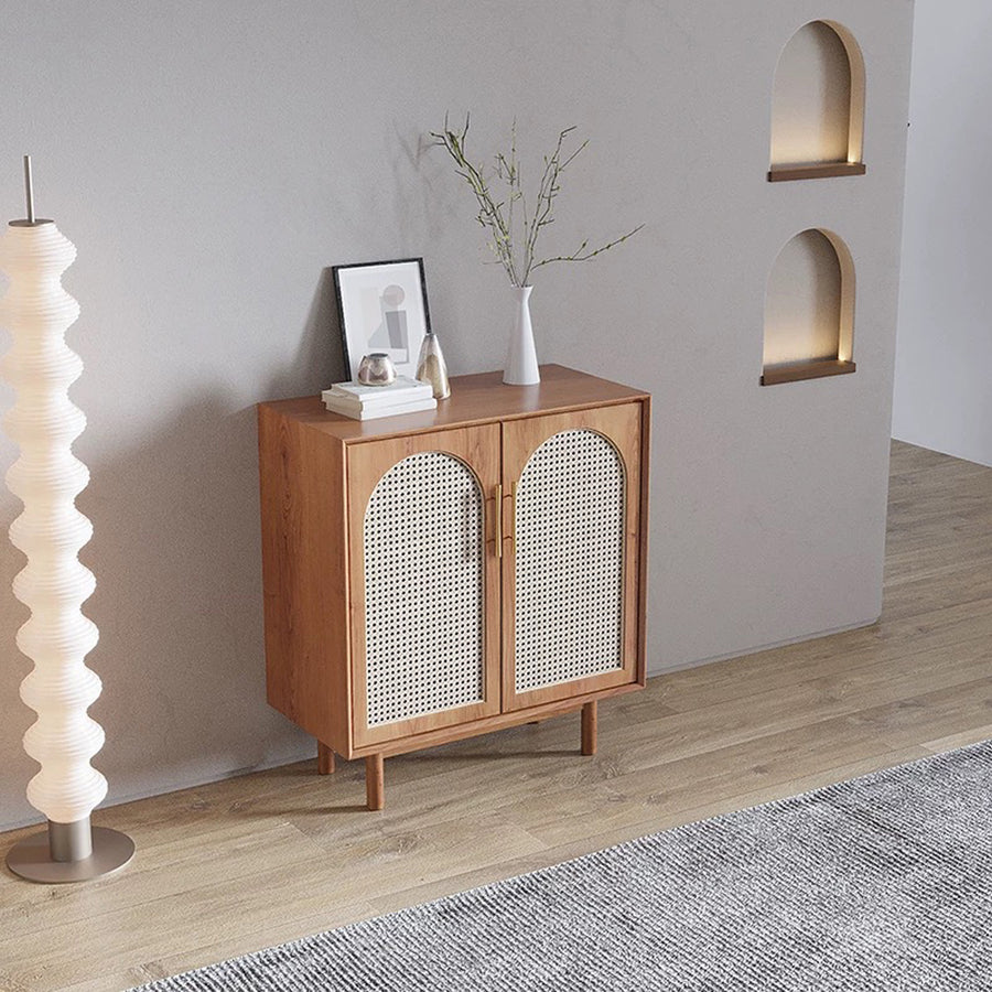 Eleanor Accent Rattan Shoe Storage, Cabinet With Doors