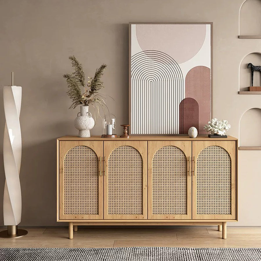 Eleanor Accent Rattan Shoe Storage, Cabinet With Doors