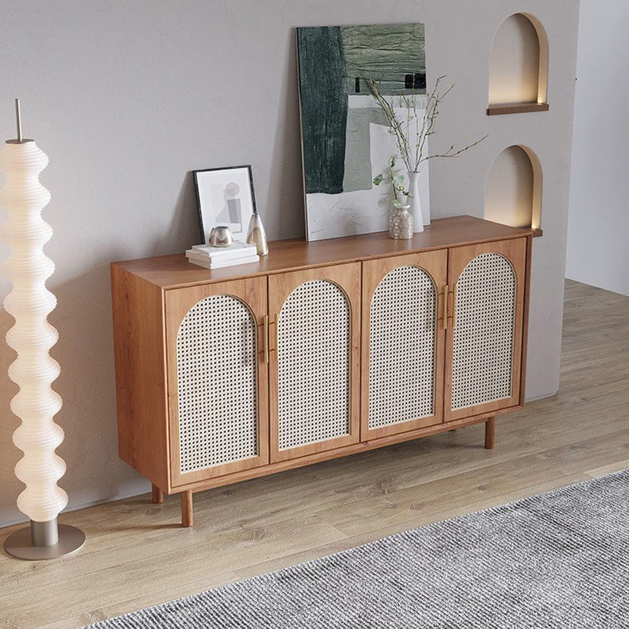Eleanor Accent Rattan Shoe Storage, Cabinet With Doors