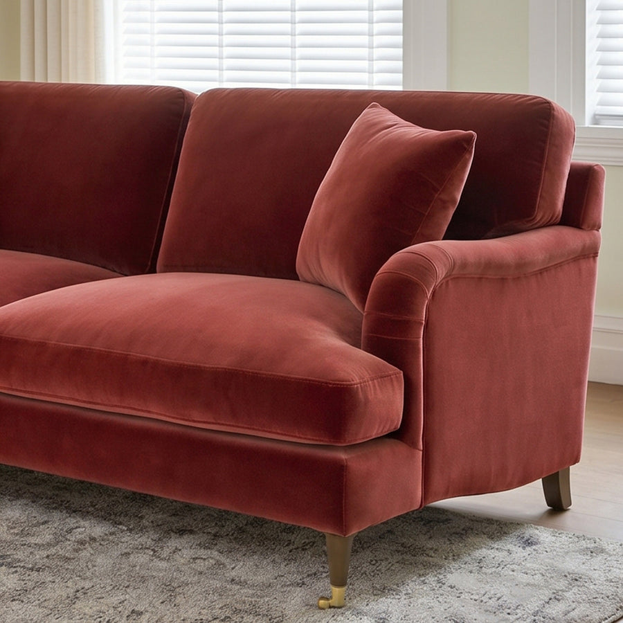 Shafique Two Seater Sofa, Loveseat, Velvet or Linen compact living room seating idea