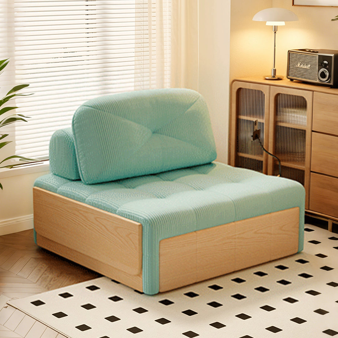Makhmud Single Seater Sofa Bed With Foldable Side Table & Phone Holder, Corduroy