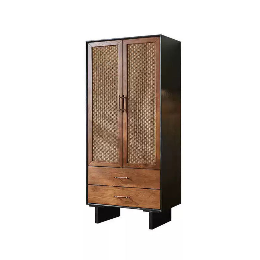 Kaylee Rattan Wardrobe, Solid Wood, Style B, Clearance