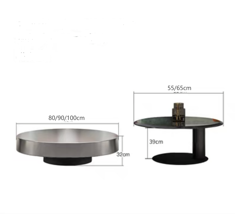Black & Dark Grey Nested Coffee Table Set, Mark On the Table (Display) - nest of tables for living room