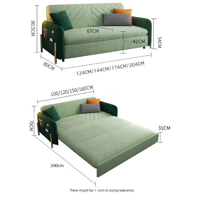 Erika Two Seater Sofa Bed, Green-Ritconcept-Rit Concept