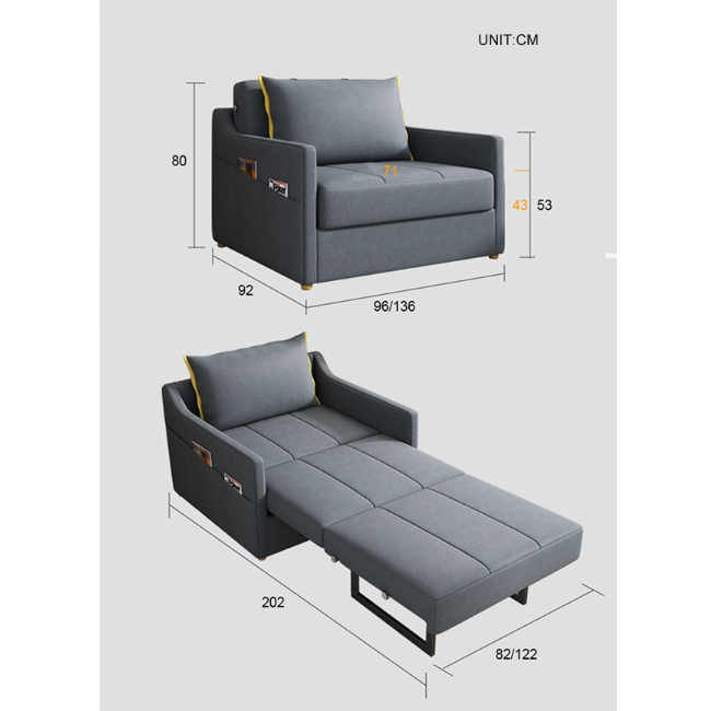Fido Single Seater Sofa Bed, Linen, Green, Clearance-Ritconcept-Rit Concept