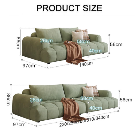 Grayson Puff Two Seater, Three Seater, Four Seater Sofa, Suede-Rit Concept-Rit Concept