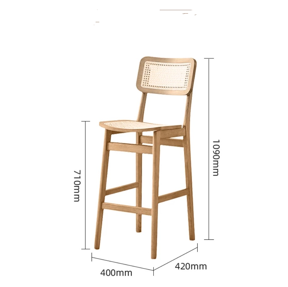 Anya Bar Stool, Rattan & Solid Wood-Rit Concept-Rit Concept
