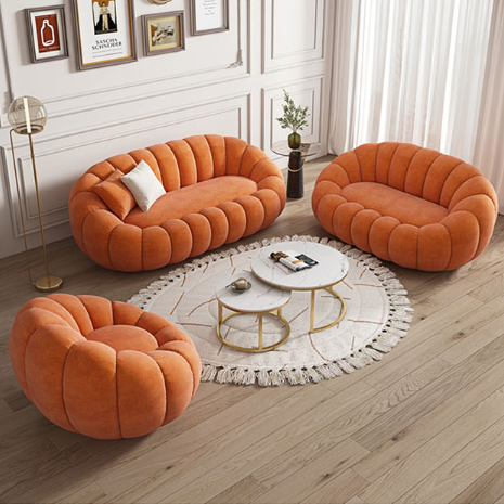 Pumpkin Round Swivel Armchair, Boucle - sofa for living room