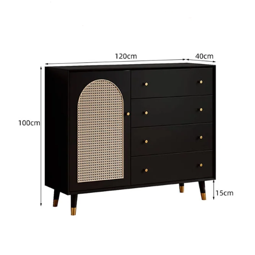 Raphael Rattan Sideboard, Black & Dark Brown-Rit Concept-Rit Concept