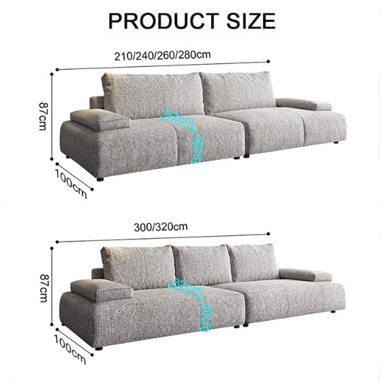Cleo Two Seater, Three Seater, Four Seater Sofa, Cotton Linen-Rit Concept-Rit Concept