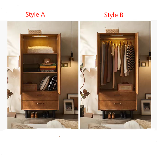 Kaylee Rattan Wardrobe, Solid Wood