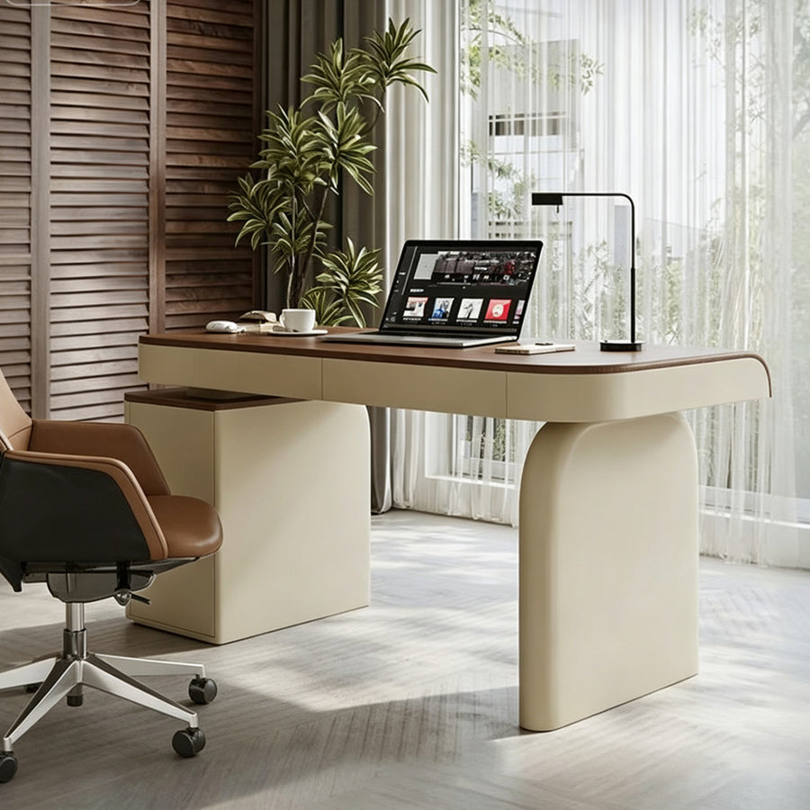 Watson Office Desk With Drawers, Solid Wood