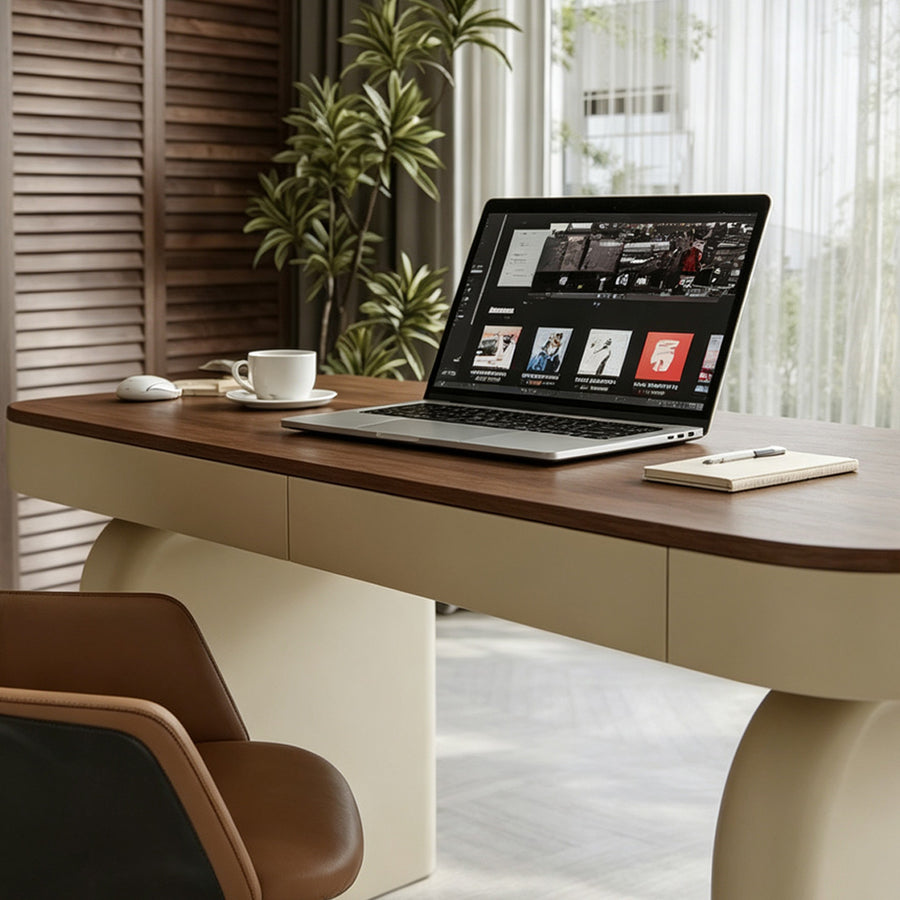 Watson Office Desk With Drawers, Solid Wood