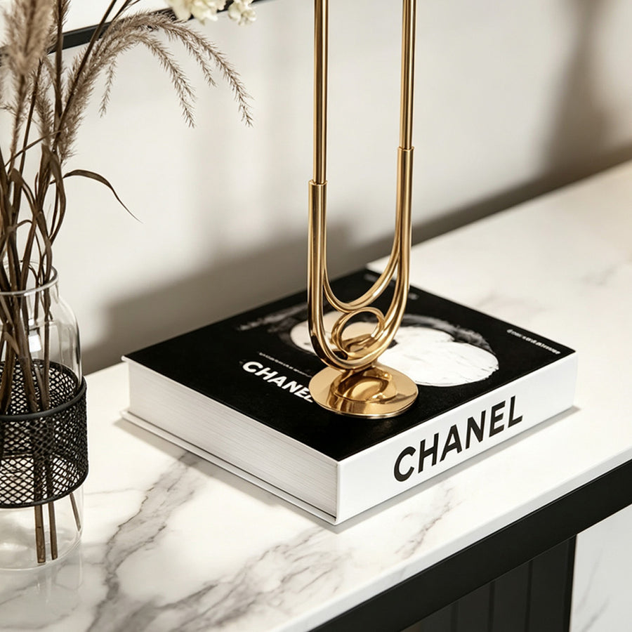 Huli Metal Modern Console Table, Black & White