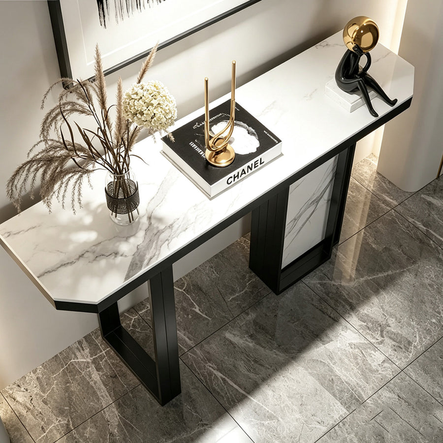 Huli Metal Modern Console Table, Black & White