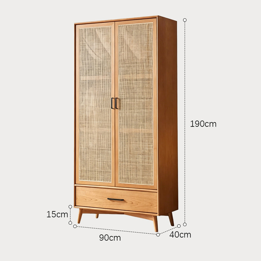 Vernon Rattan Wardrobe, Solid Wood
