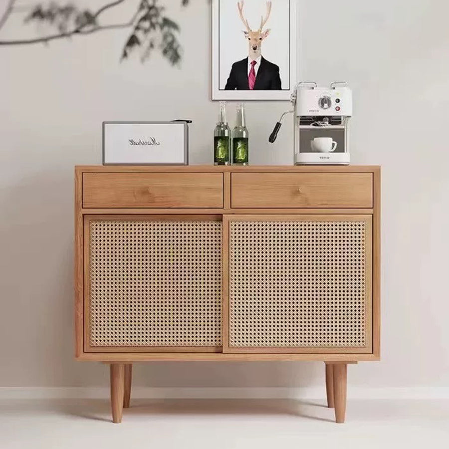 Bertha Rattan Sideboard with Drawers, Pine Wood