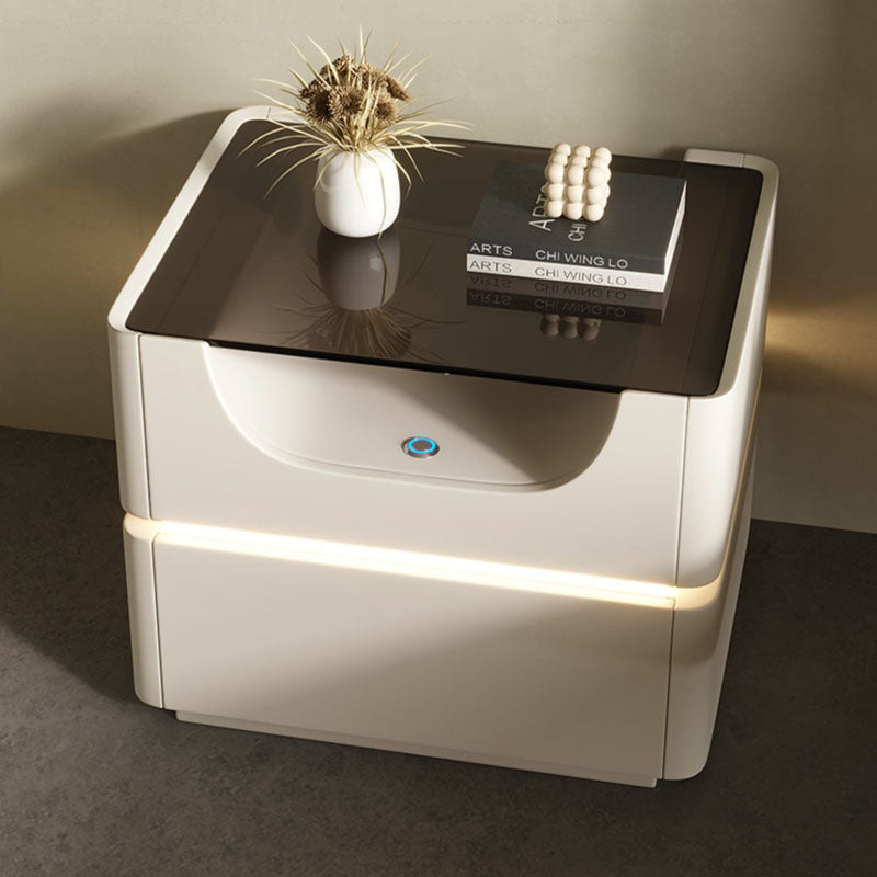 Candice Bedside Table with LED, Cream-Rit Concept-Rit Concept