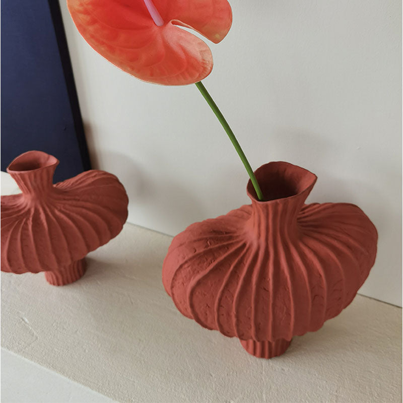 Shaped Ceramic Vase, Red in a modern UK home