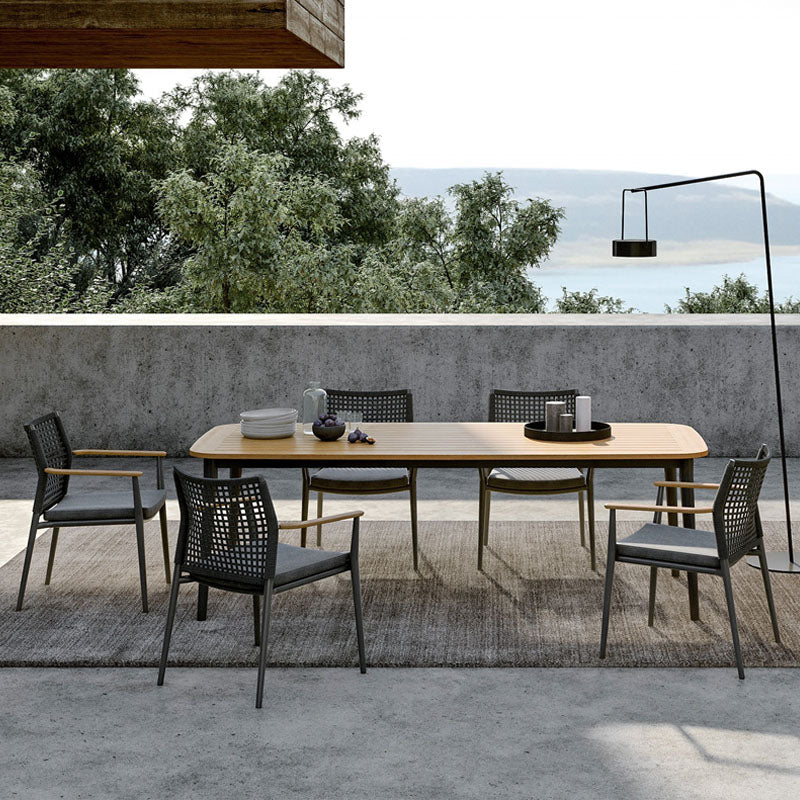 Alistair Outdoor Dining Table Set With Six Chairs, Outdoor Furniture in a modern UK home
