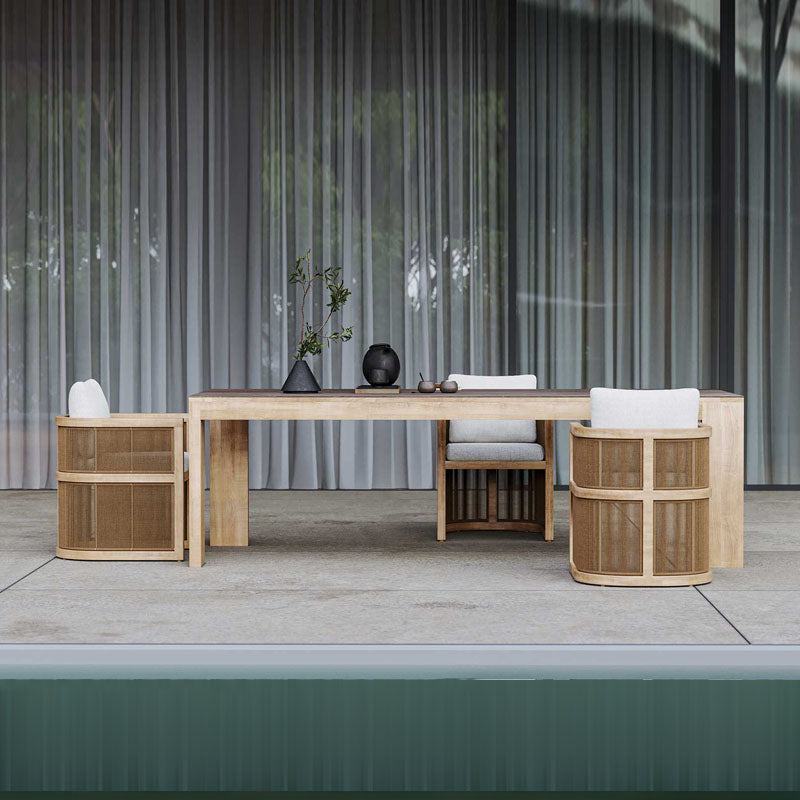 Eliza Rttan Outdoor Dining Table, Outdoor Furniture in a modern UK home
