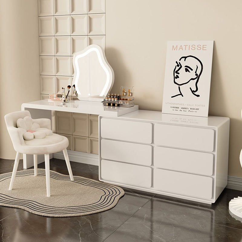 Aubrey Dressing Table Set With Side Drawer front view as a modern dressing table