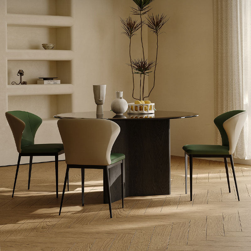Tricia Dining Table, Black Glass Top, Clearance-Rit Concept-Rit Concept
